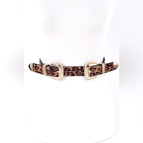 Plus Size Leopard Skinny Statement Belt - Picture 1 of 4